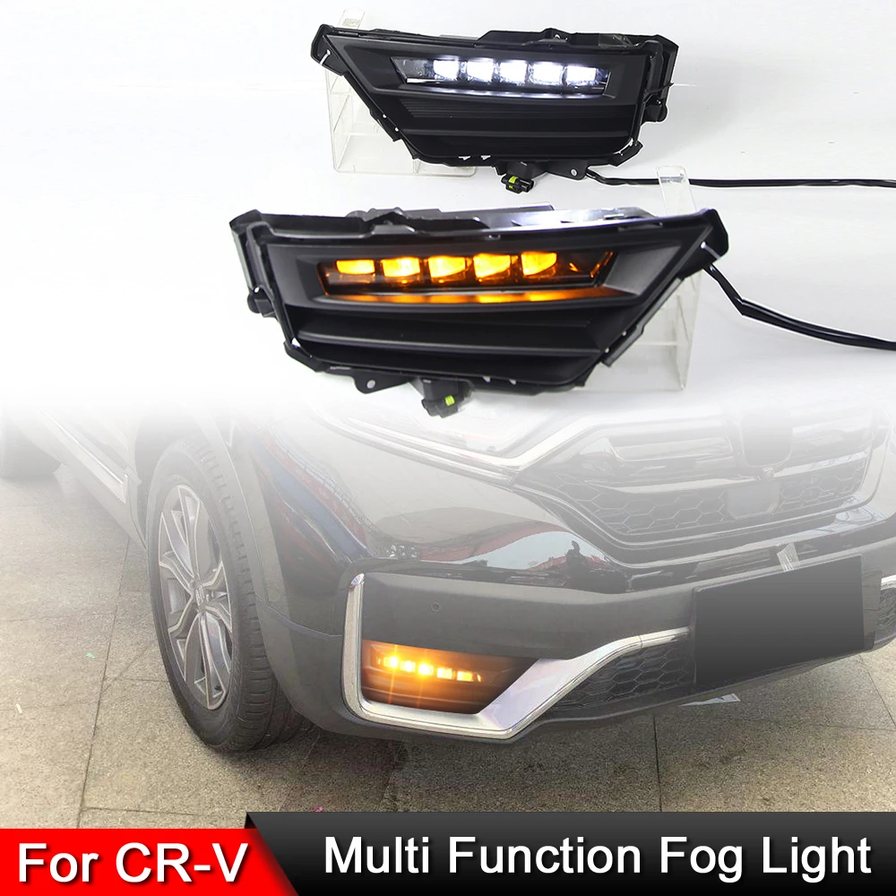 

For Honda CRV CR-V 2020 2021 Front Bumper LED DRL Daytime Light Blue Night Light Amber Turn Signal Lights Fog Lamp Assembly