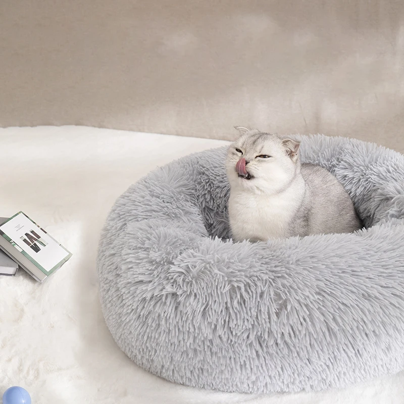 

Pet Dog Bed Warm Fleece Round Dog Kennel House Long Plush Winter Pets Dog Beds For Medium Large Dogs Cats Soft Sofa Cushion Mats