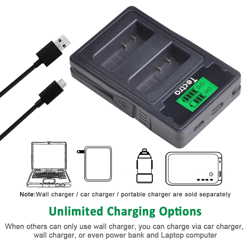 Зарядное устройство на 1500 мА · ч с двумя USB-портами и ЖК-дисплеем для Nikon D3100 D3200 D3300