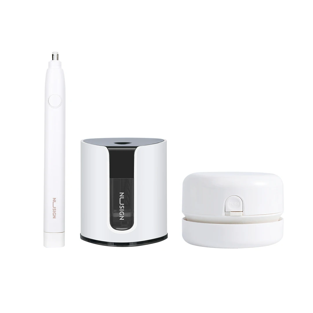 3 In 1 Set Xiaomi NUSIGN Электрический Канцелярский набор 3 в 1 настольный очиститель электрическая точилка для карандашей Электрический ластик для школы офиса - Цвет: 3 In 1 Set