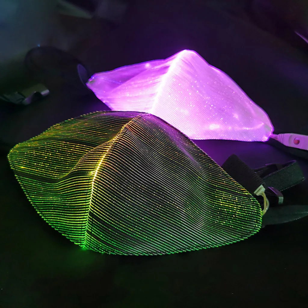 

LED Flashing Mask 7 Colors Luminous Light for Men Women Rave Mask Music Party fashion Mouth Cover Mask masques