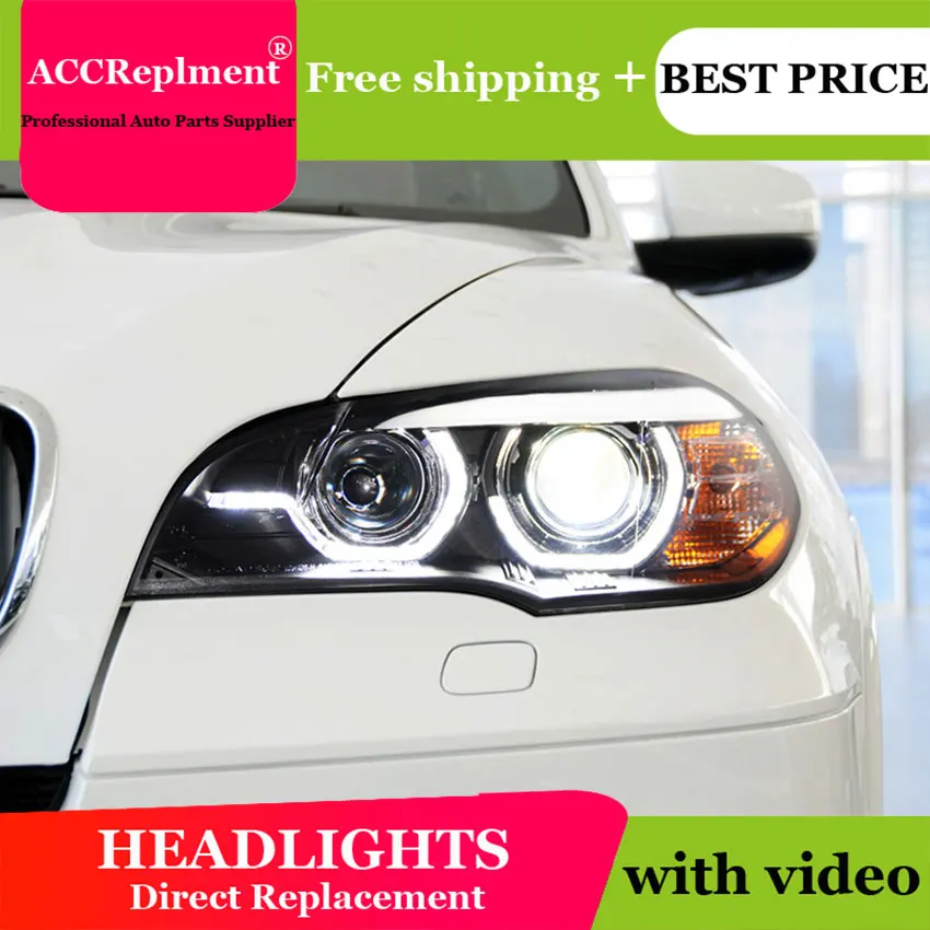 Автостайлинг для BMW X5 фары 2007 2013 светодиодный ная фара DRL линза двойной луч H7 HID