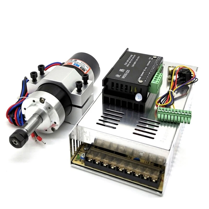 

WS55-22 ER11 500W Brushless Spindle Motor Kit 12000r/min 0.6NM DC48V Spindle Motor + Power Supply + Drive + Fixed Clip
