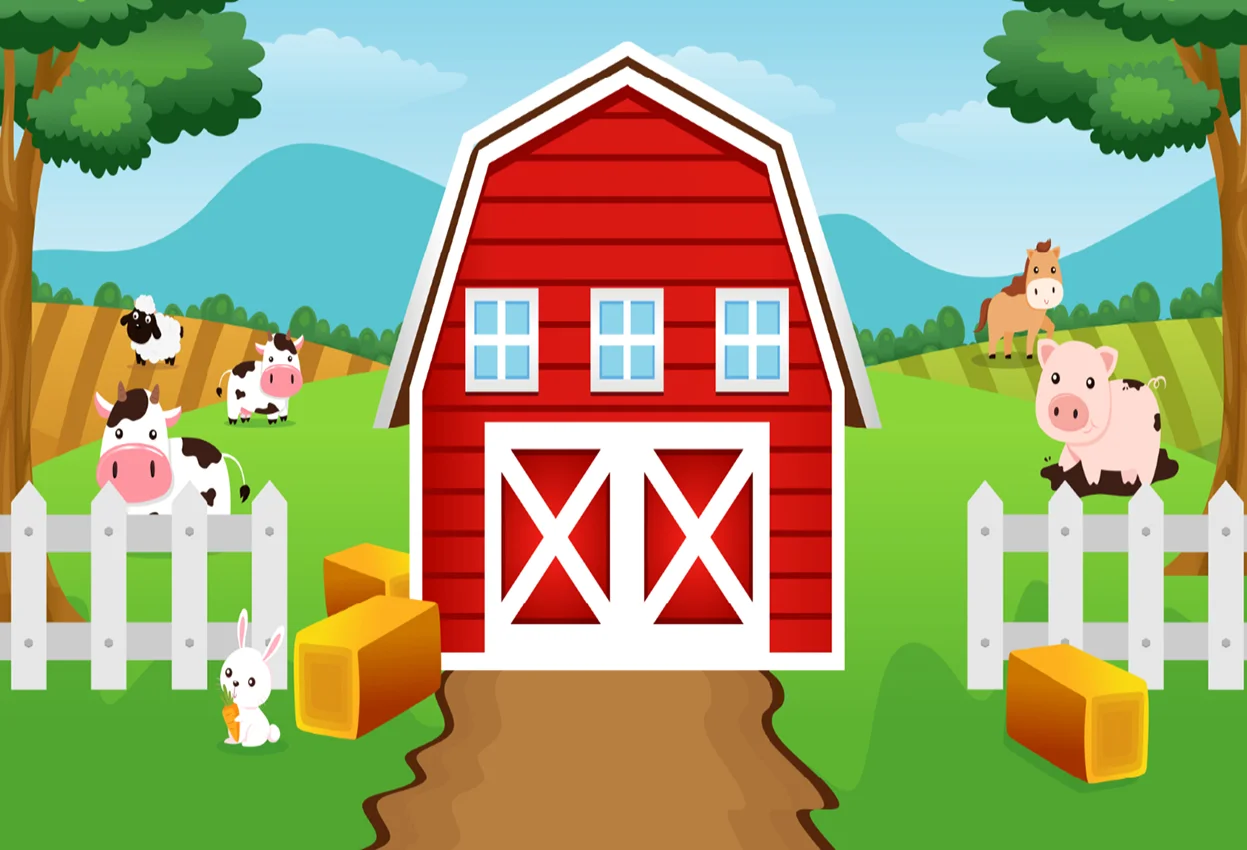 Виниловый фон для студийной фотосъемки с изображением Красной фермы сарая