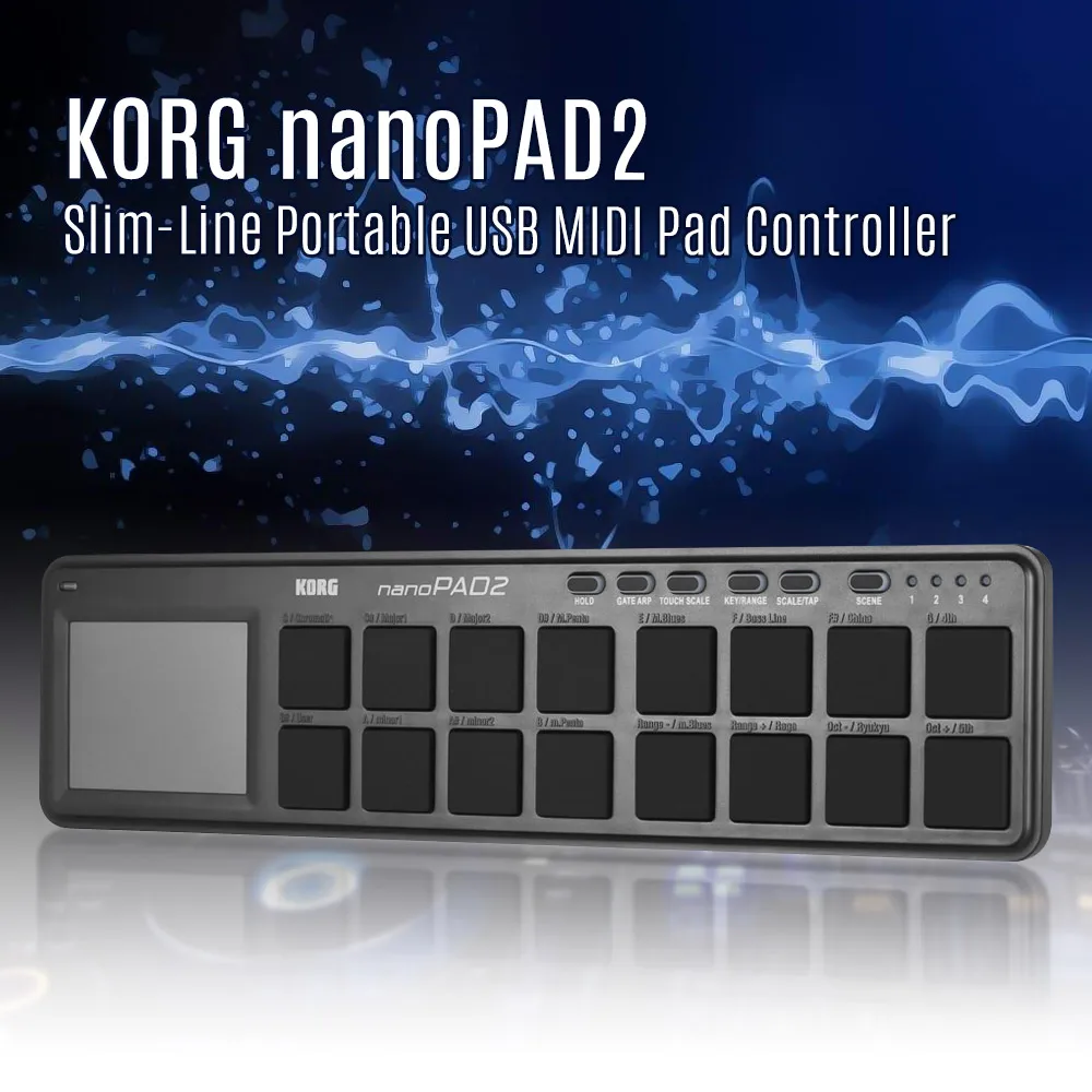 NanoPAD2 slim-линия Портативный USB MIDI контроллер 16 опрокидыватель колодки с кабельная