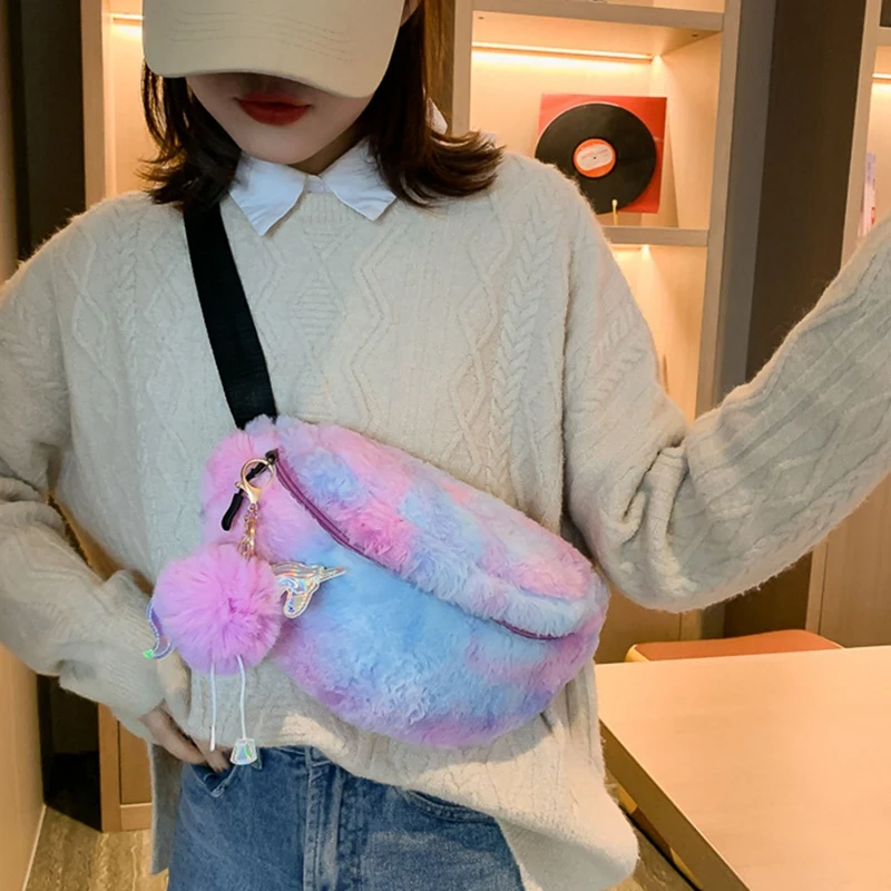 

2021 New Unicorn Waist Bag for Women Fashion Plush Lovely Fanny Pack Girls Shoulder Belt Bags Kids Waist Packs Cartoon Phone