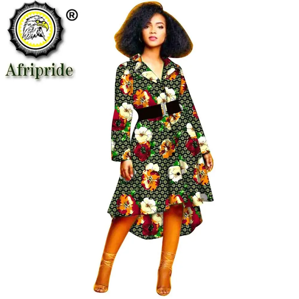 Новое поступление 2019 женское платье Dashikiage с поясом Африканский принт