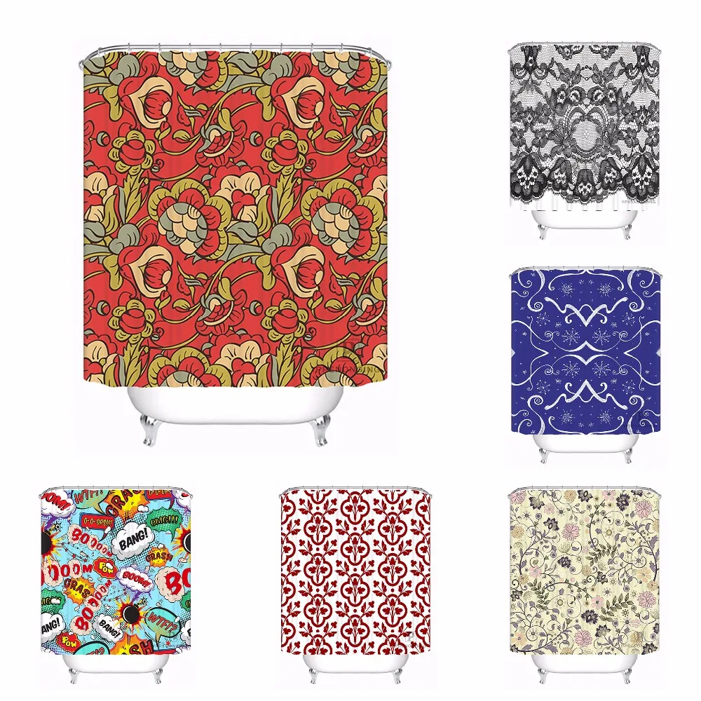 Ванна Шторы для Ванная комната пользовательские красный белый Графика фея