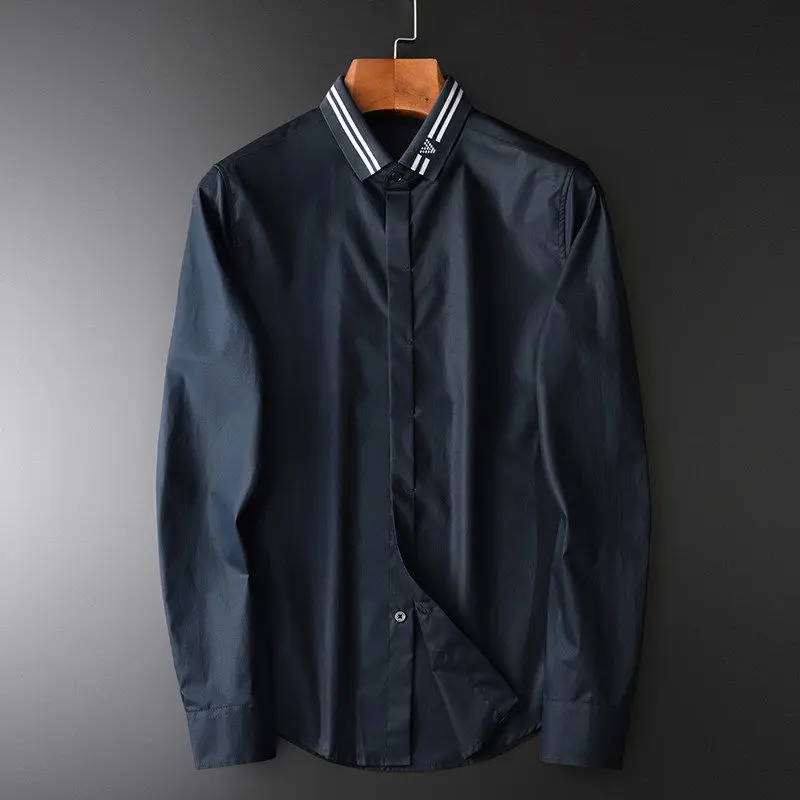 

Мужская Повседневная рубашка с длинным рукавом из хлопчатобумажной ткани