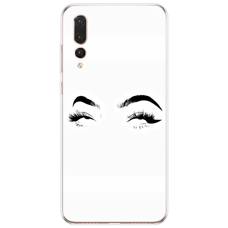 Eyelash And Eyebrow Drawing Cover Soft Silicone TPU Phone Case For Huawei P9 P10 P20 P30 lite PRO PLUS | Мобильные телефоны и