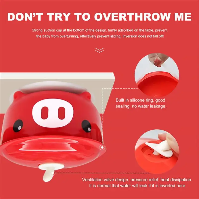 

1Pc Lovely Pig Pattern Bowl for Baby Anti-drop Anti-scald Design Bowl (Red)