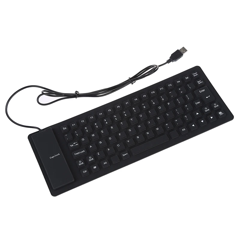 Гибкая Складная USB клавиатура моющаяся черная прочная и бесшумная