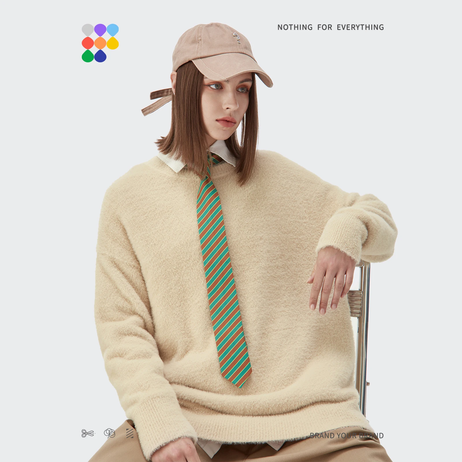 

INFLATION Mohair Sweater For Women Men Solid Color Crewneck Fuzzy Sweaters 2021 Trendy Knitted Warm Sweater Men Pullovers