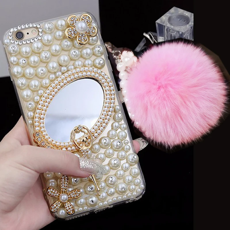 

Luxury Vintage Case For Xiaomi Mi Max 2 3 Case Silicone Pearl Cover Fashion Fundas with Fur Lanyard