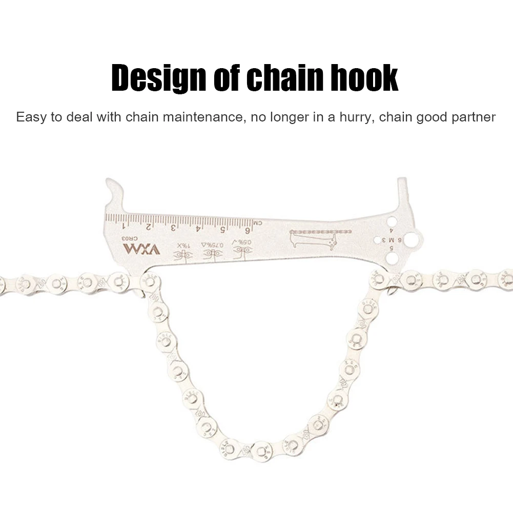 MTB Bike Chain Wear Indicator Ruler Bicycle Chains Gauge Measurement Checker Cycling Repair Tool Stainless Steel Screw Diameter