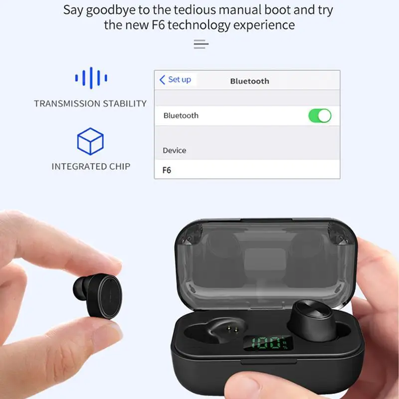 Hobbylan F6 TWS беспроводные наушники Bluetooth V5.0 светодиодный дисплей сенсорная кнопка