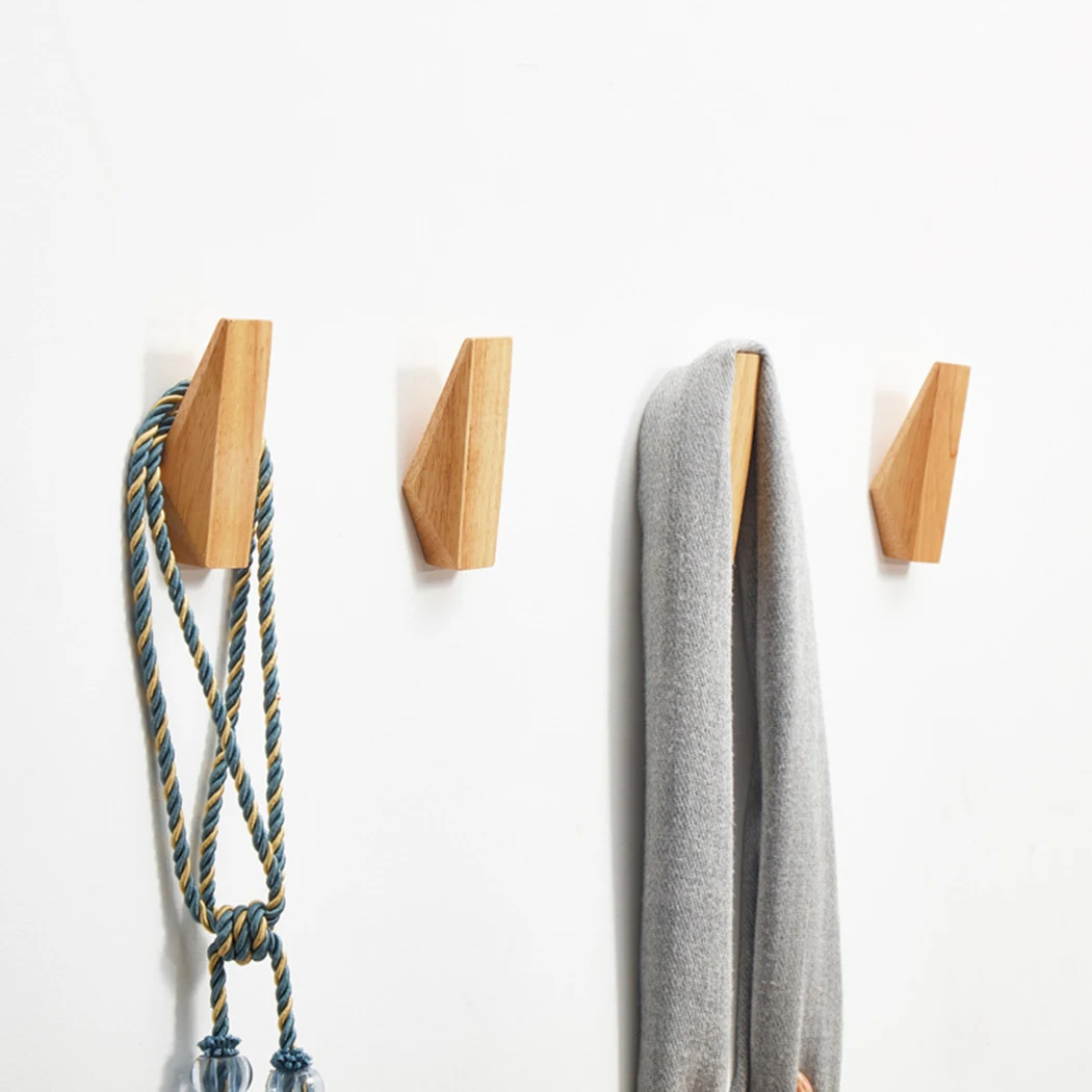 

11*6*2cm Wooden Hook 4 Pcs Bathroom Coat Hanger Hook Peg Kitchen Practical