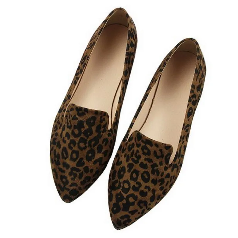 New 2023 summer Shallow Single Flat Shoes women fashion Simple Pointed Toe Casual Shoes leopard print flat shoes 31-44