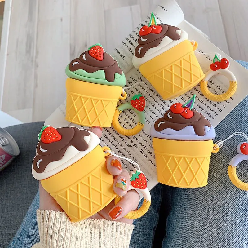 Silicone Protective Bag for Apple Airpods Wireless Earphone Cake Pendant Decorative Case Accessories Cover | Электроника