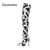 dovereiss 2022 fashion wome shoes winter pointed toe sexy zipper new over the knee boots clear heels boots stilettos heels44 45