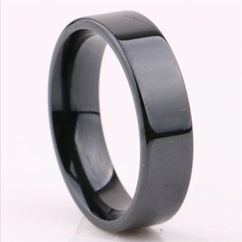 

6mm Simple Men Ring Smooth Stainless Steel Black Charms Rings Dropshipping