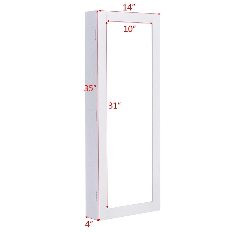 

Door Wall Mounted Mirrored Storage Jewelry Cabinet Makeup Mirror White Jewelry Storage Box Bins Organizer Home Furniture HW56221