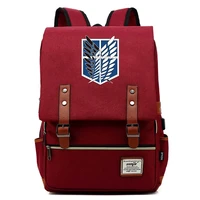 anime backpack attack on titan laptop shoulder bags daily bagpack anti theft canvas flap vintage travel backpacks large capacity