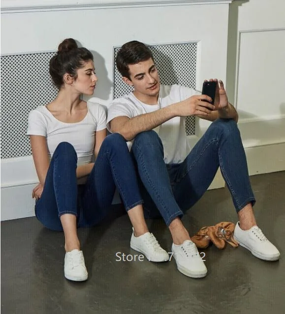Мужские эластичные джинсы Xiaomi хлопковые свободные мягкие дышащие узкие брюки