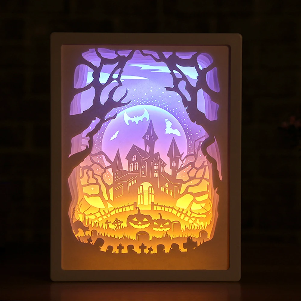 Professional 3D Paper Carving Night Light LED Papercut Box Sculptures Frame Gift Decorative Desktop night Lamp | Освещение