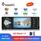 Автомагнитола Podofo, 1 Din, стерео, MP5 плеер, Bluetooth, FM, USB, 4,1 дюйма, Поддержка заднего вида, Mirrolink, управление рулевым колесом