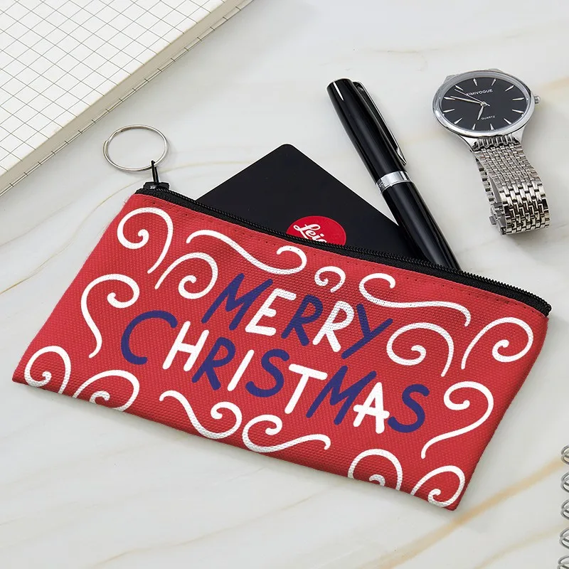 

2021 Fashion Women And Men Merry Christmas Coin Purse Lady Girls Wallet Lipstick Air Cushion Canvas Bag With A Zipper NEW