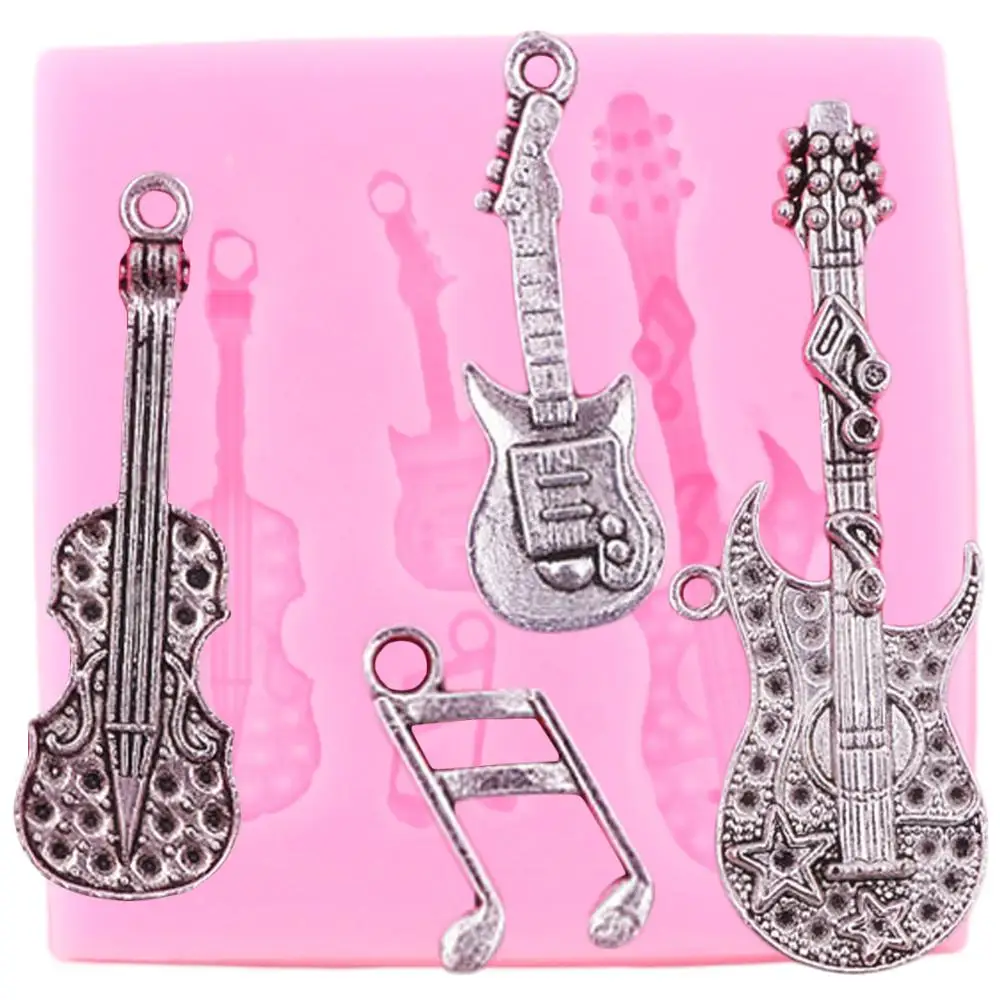 Акустическая электрическая гитара скрипка музыкальная силиконовая форма для