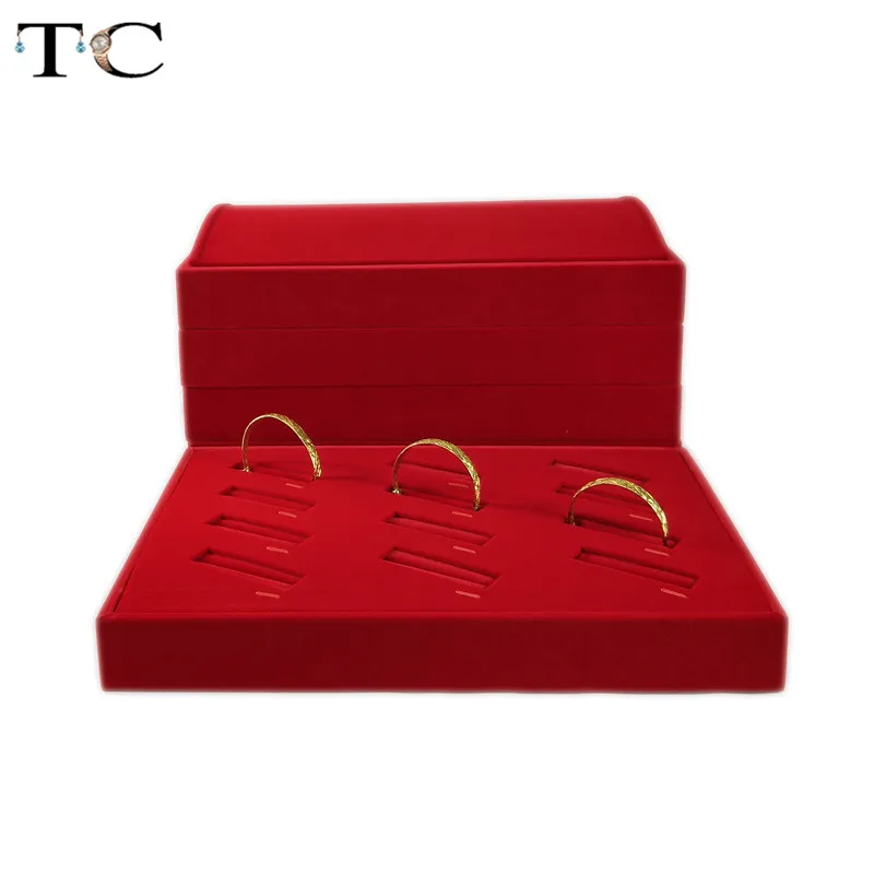 Красный бархат ювелирные изделия Дисплей подставка держатель лотка кольца