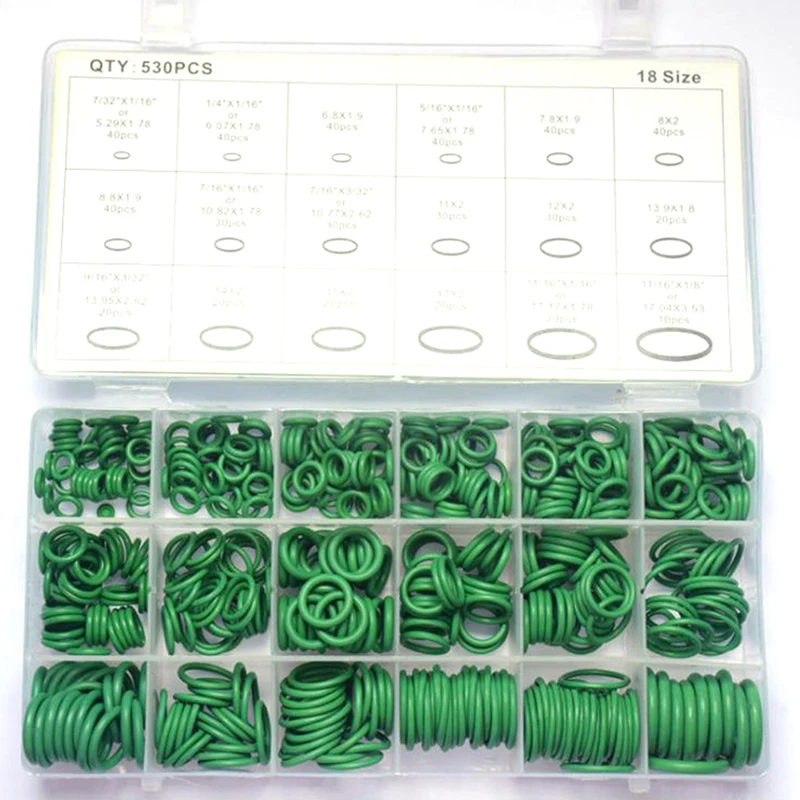 

530Pcs/box high quality Seal O-ring R134a Repair Car Air Conditioning Rubber Sealant Box Set 18 sizes