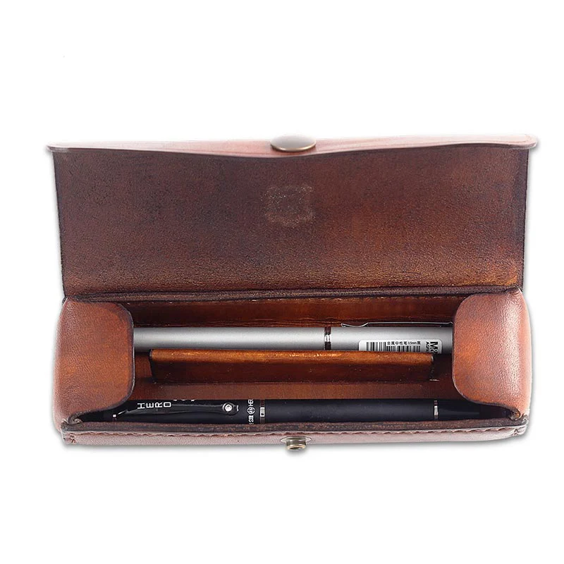 Ретро стиль пенал винтажная авторучка сумка из натуральной воловьей кожи