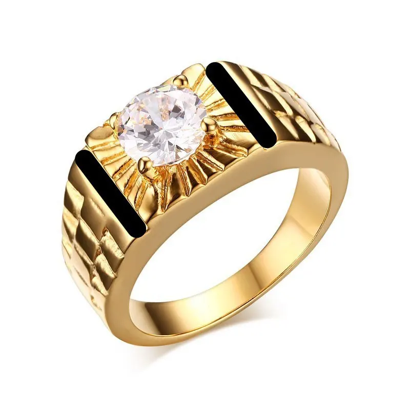 

Wedding Rings Zircon Gold Stainless Steel Jewelry Men's Rings Fashion Accessories Party Gifts