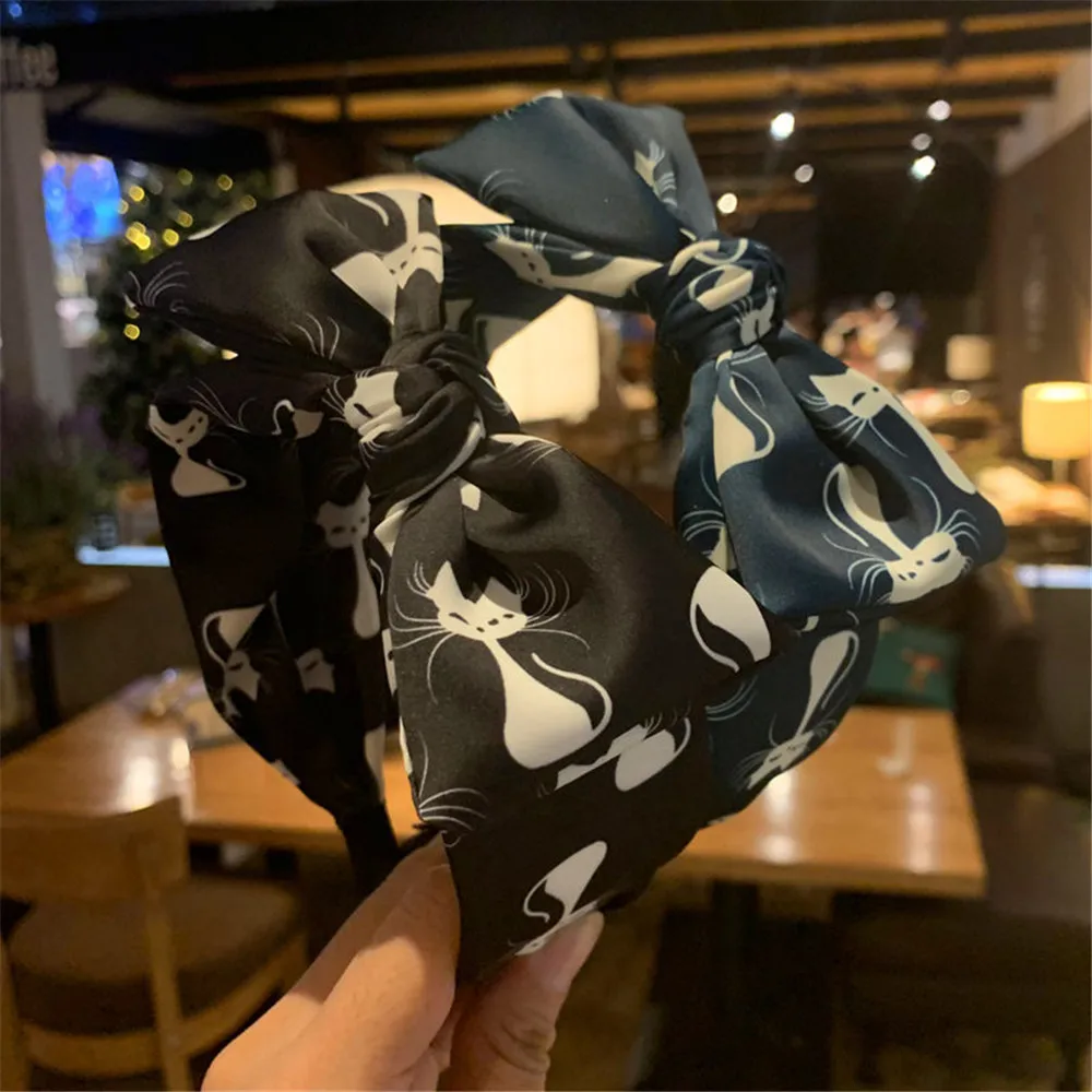 Женские повязки на голову для девочек Широкий Бант в виде кота из мультфильма