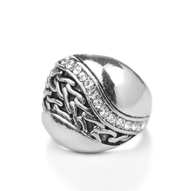 Silver Color Kinel Роскошные Ретро Старое массивное кольцо линия твист геометрические невидимые Кристальные кольца для женщин модные золотые Винтажные Ювелирные Изделия - Цвет основного камня: Silver Color
