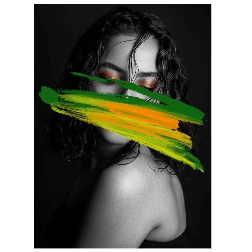 

Modern Fashion Girl Graffiti Wall Art Poster Black White Watercolor Canvas Painting Nordic Wall Pictures Living Room Home Decor