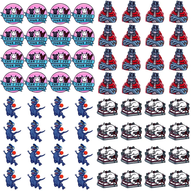 

Pulaqi 10PCS Wholesale Cartoon Circular Patches On Clothes Dinosaur Iron On For Clothing Unicorn Stickers DIY Embroidered P