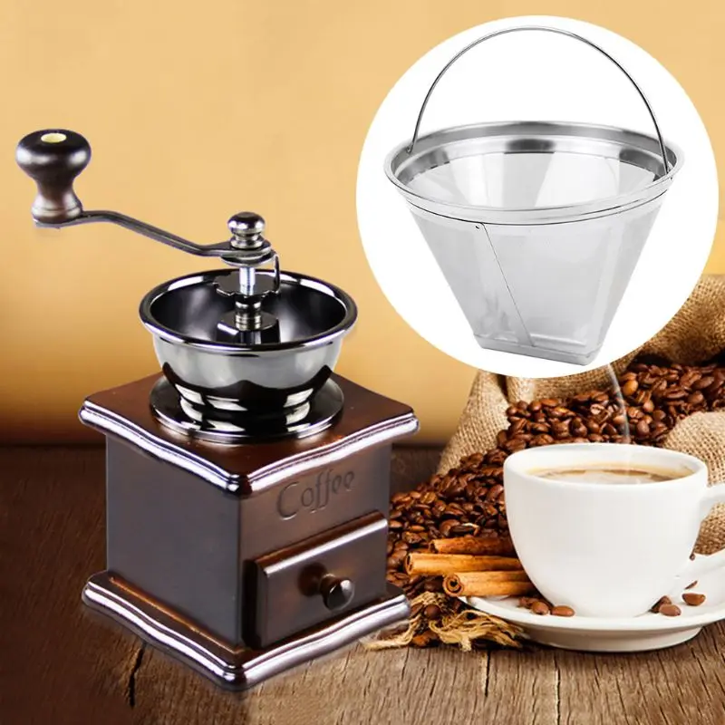 

Stainless Steel Reusable Cone Shape Coffee Filter Dripper Strainer Mesh Basket 72XF