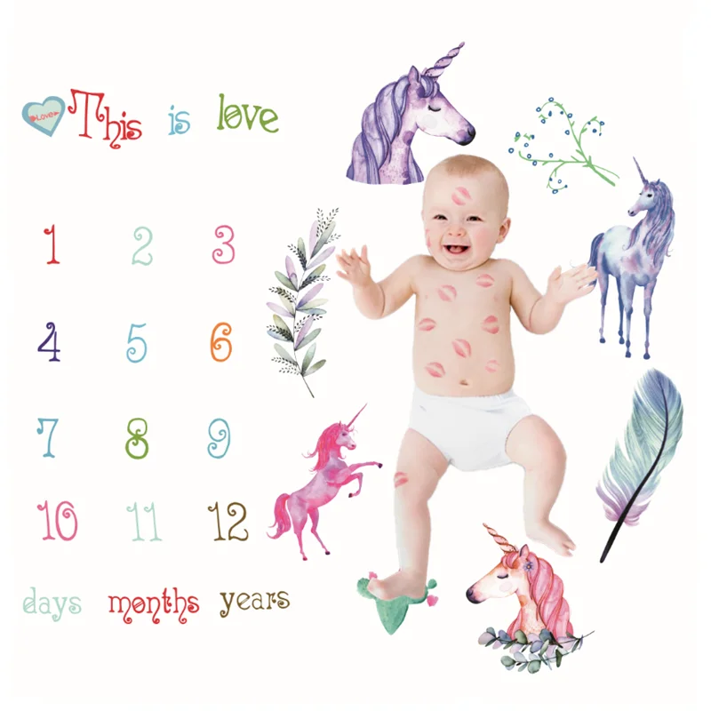 Новорожденный ребенок каждый месяц фон для фотографий тканевый одеяло календарь