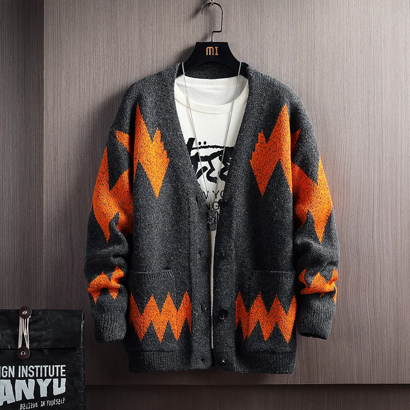 

Men's Casual Fashion Instagram Sweater Knitwear Cardigan Men High Quality Sweater Middle-age Dropshipping Warm Cardigans