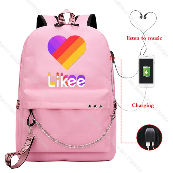 

Рюкзак Likee с USB зарядкой, рюкзак для ноутбука LIKEE Video, школьные сумки для девочек-подростков, Студенческая книга на молнии в русском стиле, 2020