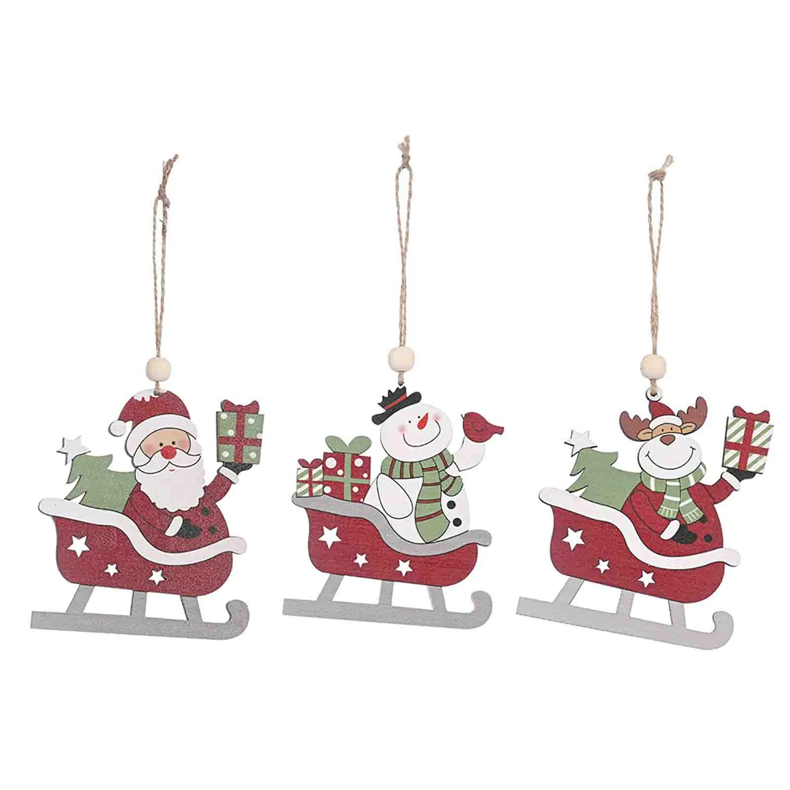 

Christmas Ornaments Ski Car Wooden Pendant Elk Elderly Ski Pendant ChristmasTree Christmas Decorations Winter Home Decoration