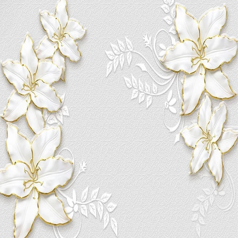 Пользовательский 3d Белый Элегантный рельефный Лотос Ювелирная роспись