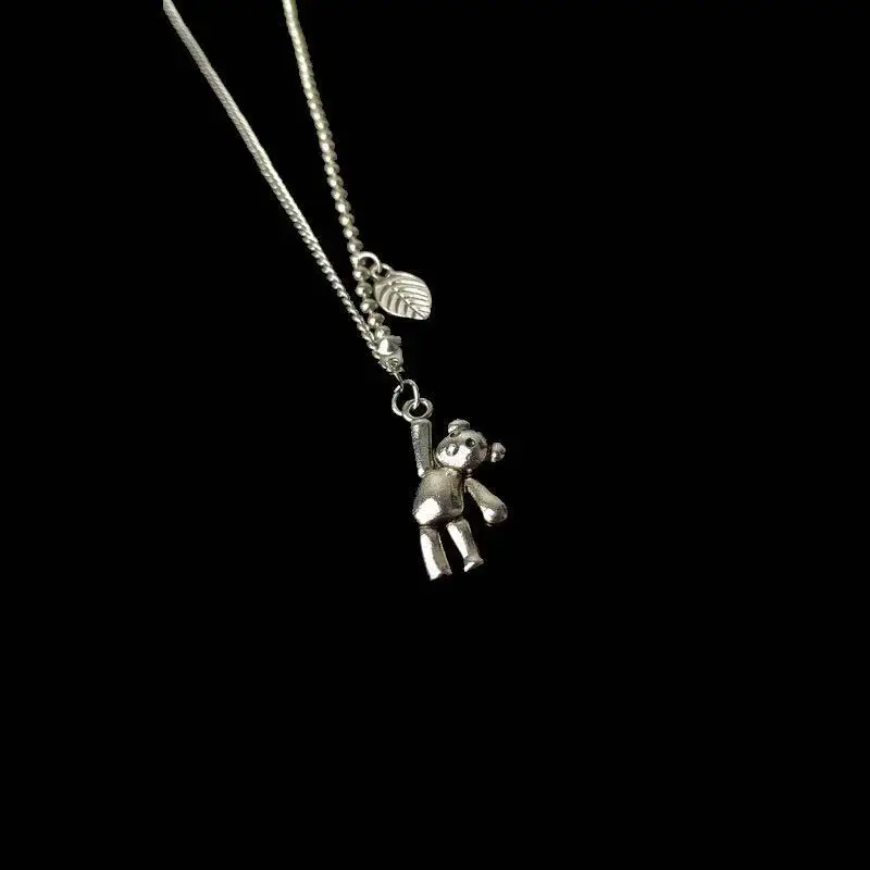 

2021 ins корейская мода крутой Медведь Кролик животное Подвеска Ожерелье для женщин мужчин винтажная темная цепь ручной работы хип-хоп ювелирн...