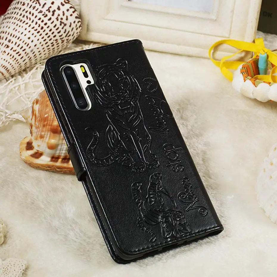 Кожаный флип-чехол с 3D кошкой и тигром для huawei P30 P20 Pro mate 30 Lite P Smart Z Y7 Prime Honor 9X20 Pro 8A 10i Y6