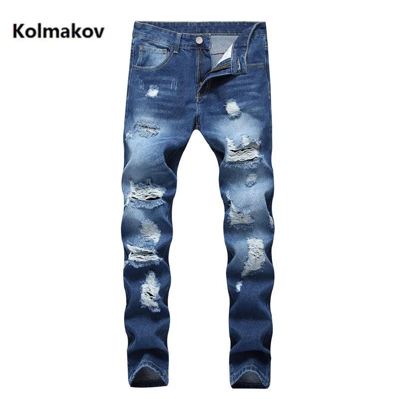 

2020 Новое поступление мужские джинсы прямые брюки мужские модные рваные стильные эластичные джинсы Мужские размеры 28-42