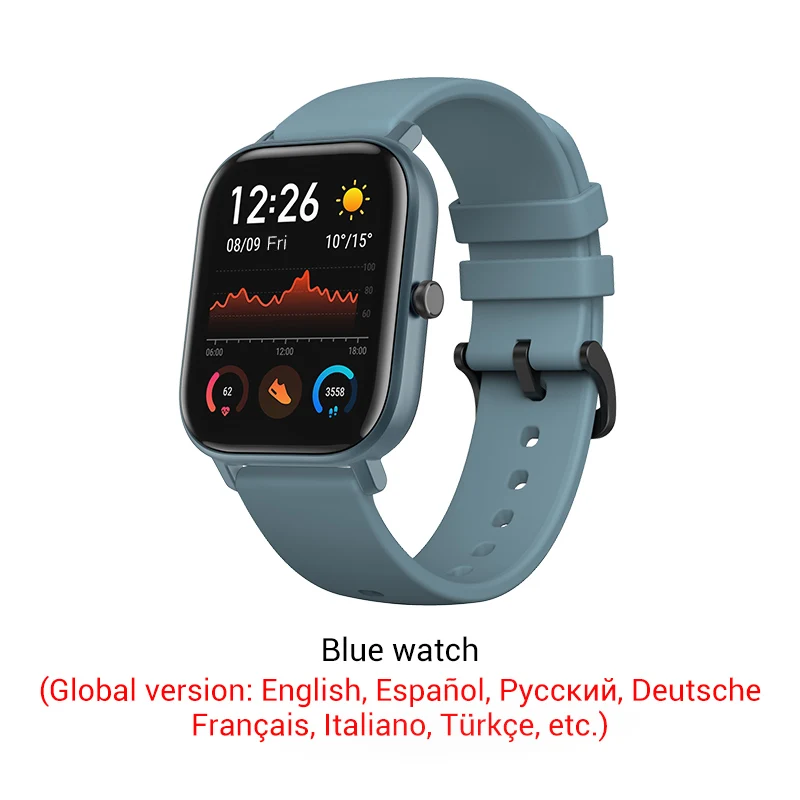 Blue color Xiaomi Amazfit GTS Smartwatch 341PPI AMOLED дисплей 5 атм водонепроницаемый 14 дней батарея gps управление музыкой - Цвет: Blue color